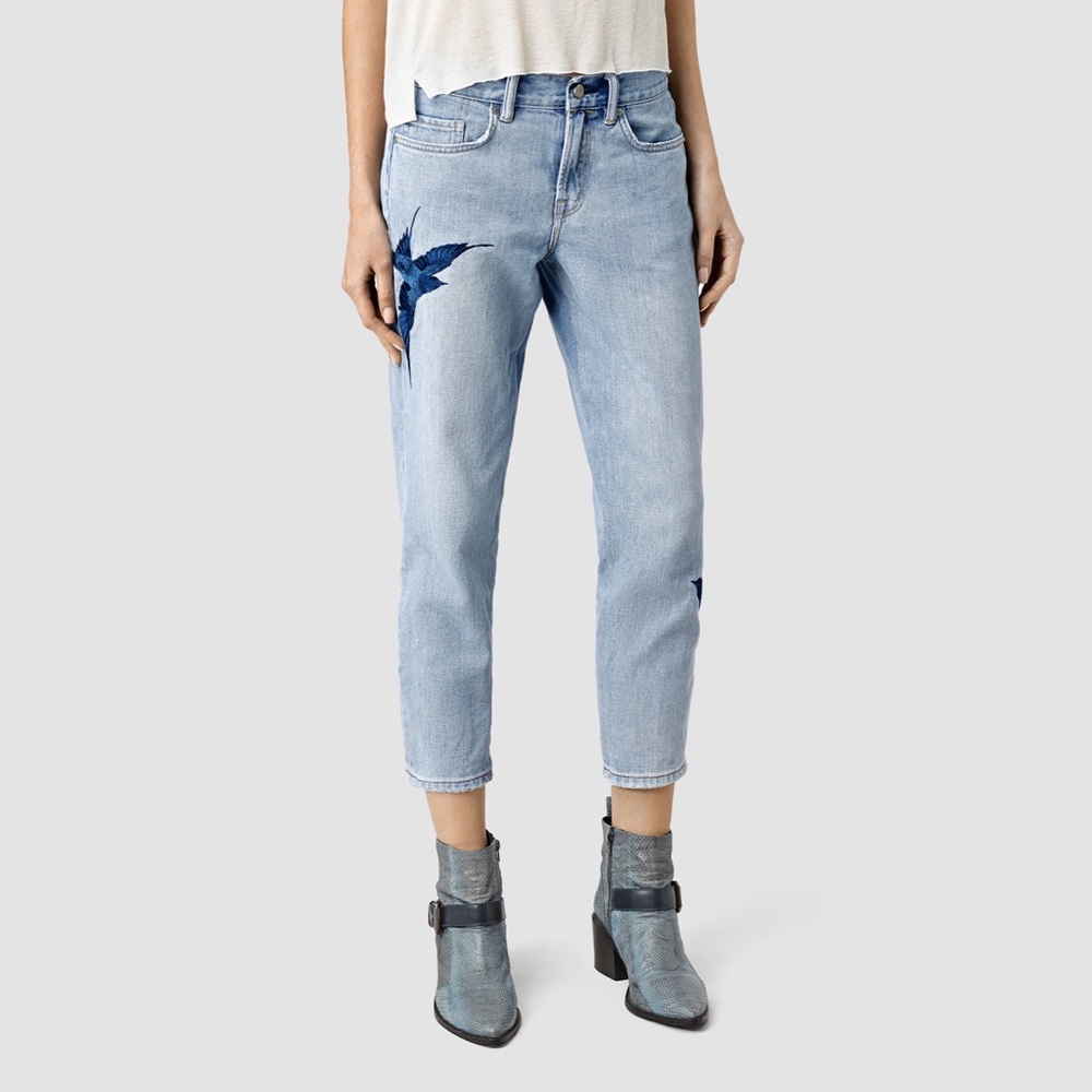 AllSaints Birds Embroidered Jeans sz 27